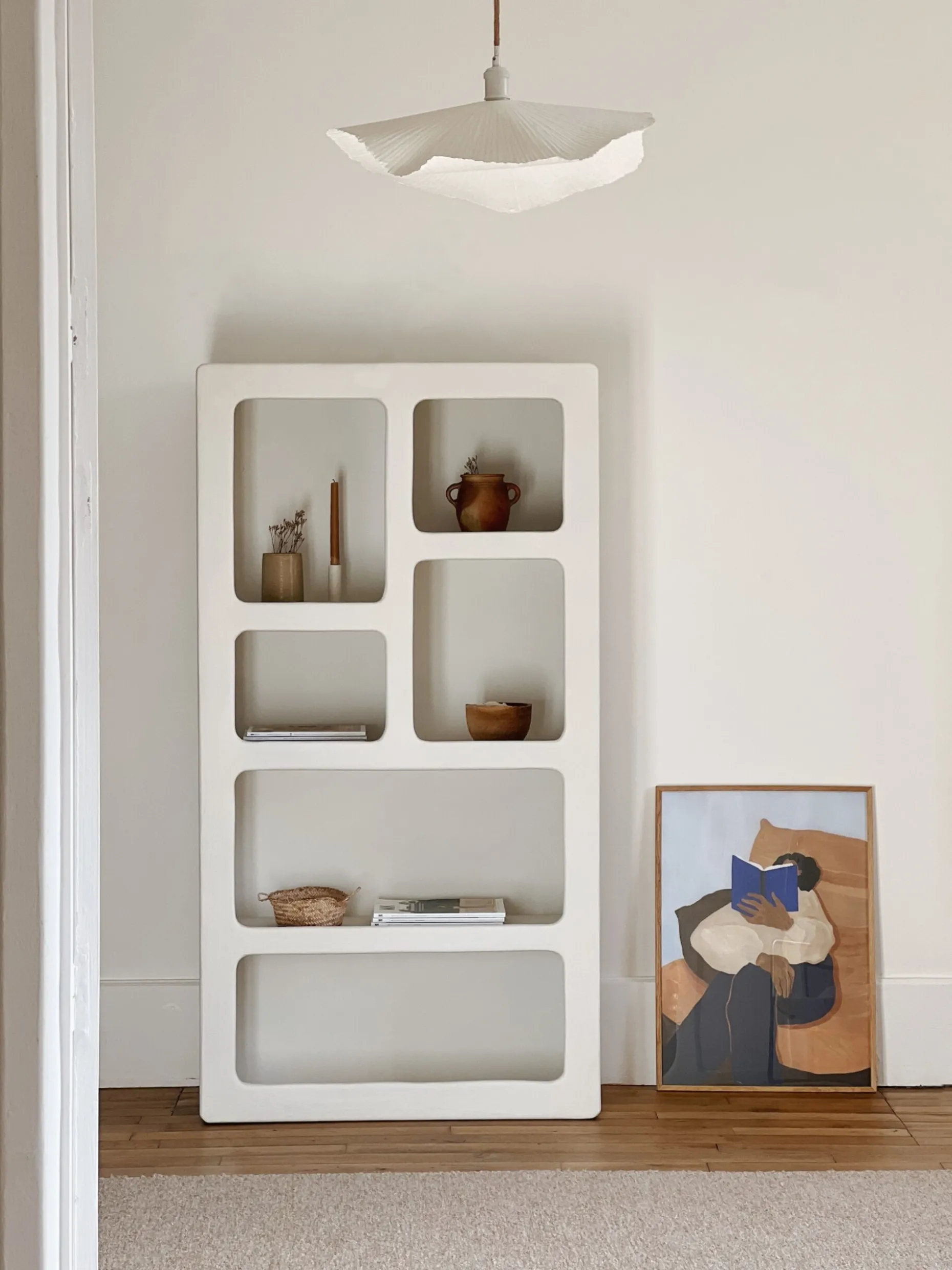 Armoire Mykonos effet beton ciré blanc cassé