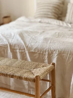 Banc en teck et rotin