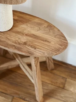 Banc en teck recyclé ovale 50/70cm