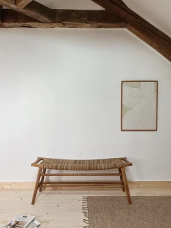 Banc tressé en teck et rotin