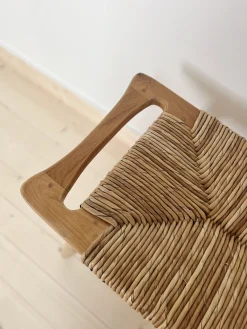 Banc tressé en teck et rotin