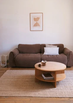 Canapé 2 places tissu brun