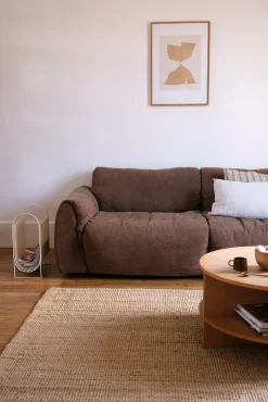 Canapé 2 places tissu brun