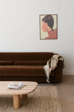 Canapé 4 places velours caramel