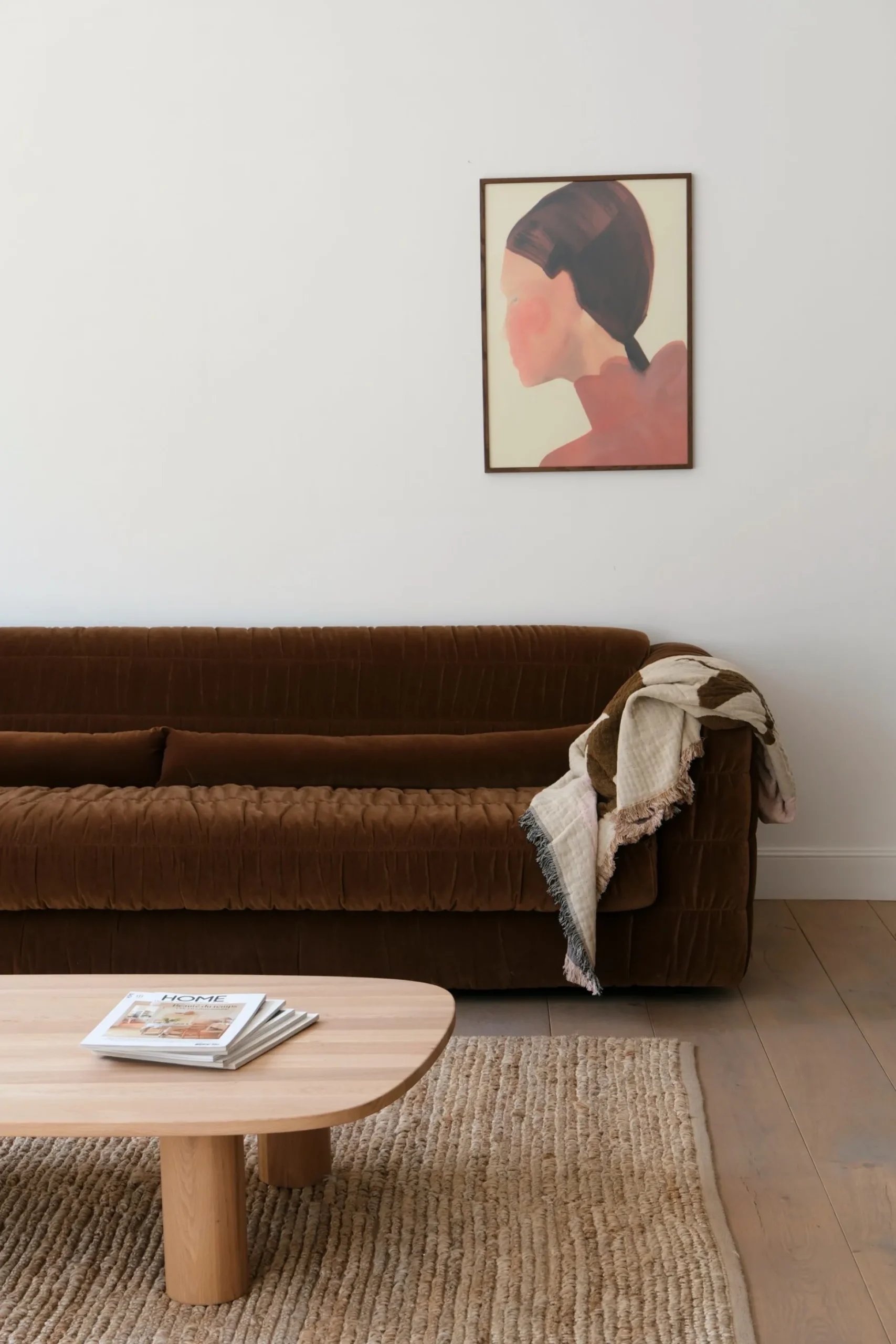 Canapé 4 places velours caramel