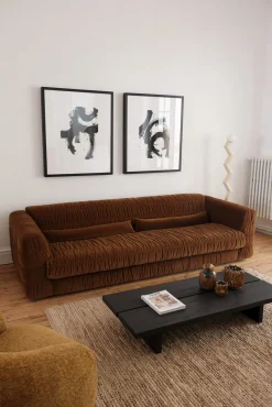 Canapé 4 places velours caramel