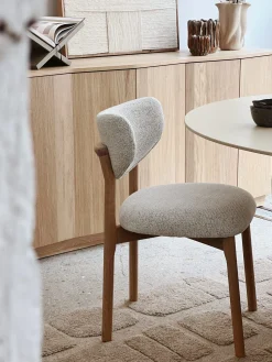 Chaise en chêne et tissu chiné