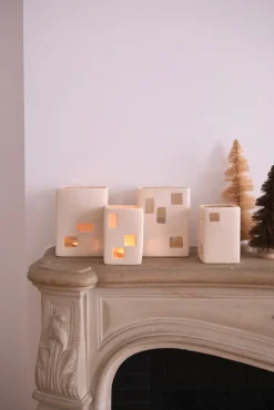 Duo Photophores maison en porcelaine fait main