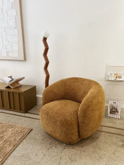 Fauteuil club tissu chiné bronze