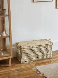 Grand coffre de rangement en feuille de palmier