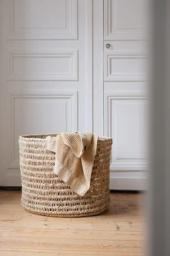 Grand panier de rangement en paille fait main
