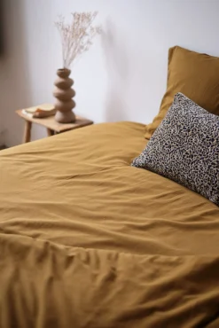 Housse de couette coton satin ocre