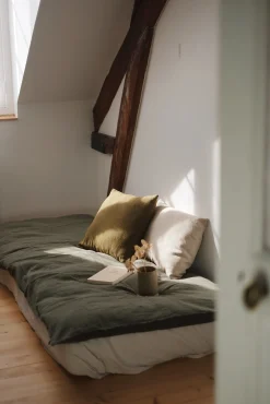 Housse de coussin lin et coton naturel