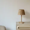Lampe à poser bois et raphia Frida