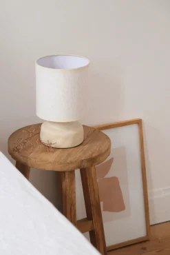 Lampe de table de chevet céramique / lin