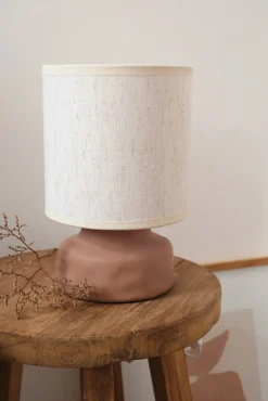 Lampe de table de chevet céramique / lin