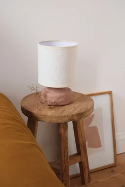 Lampe de table de chevet céramique / lin