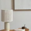 Lampe en grès “Isaure” avec abat jour tissé écru