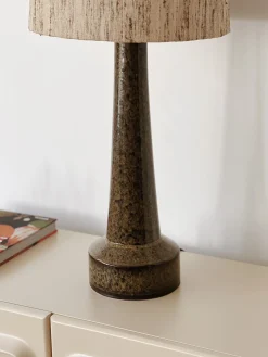 Lampe en grès moutarde