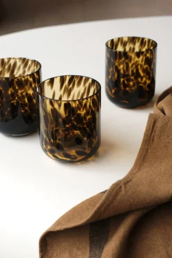 Lot de 6 gobelets Léopard en verre ambré