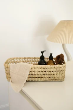 Panier de rangement en paille tressé main
