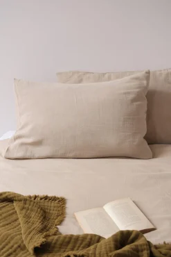 Parure de lit en gaze de coton – drap plat + taies