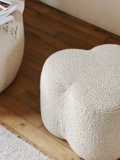 Pouf bouclette trèfle beige