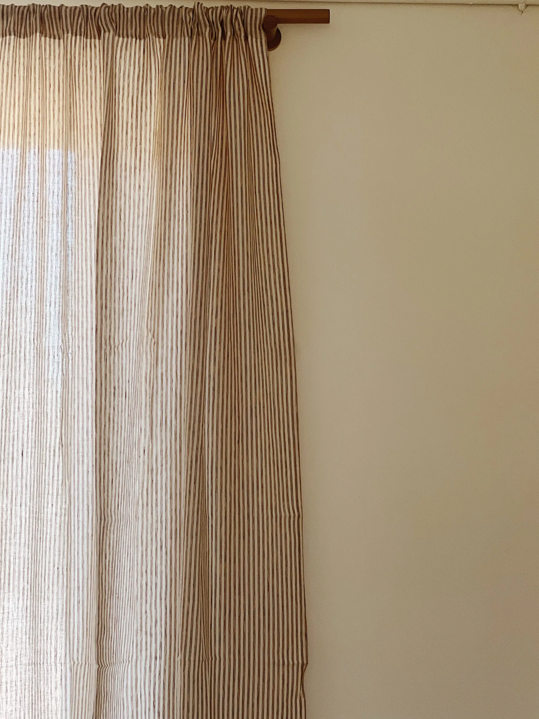 Rideau en lin lavé rayure café/milk