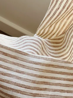 Rideau en lin lavé rayure café/milk