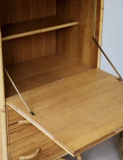 Secrétaire en rotin vintage