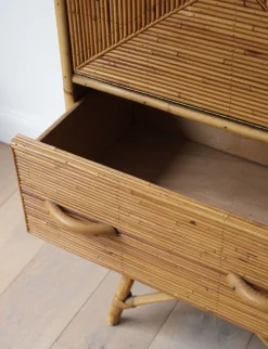 Secrétaire en rotin vintage