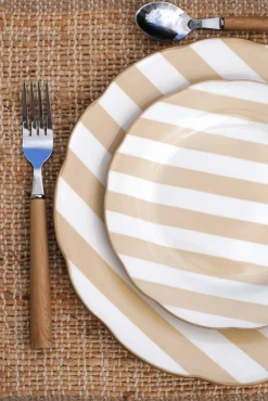 Set de 4 assiettes rayées en porcelaine