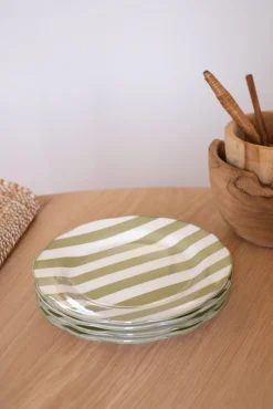 Set de 4 assiettes rayées en porcelaine
