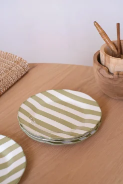 Set de 4 assiettes rayées en porcelaine
