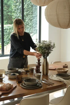 Set de 16 couverts inox et marron