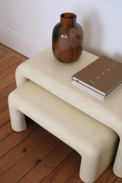 Table basse effet béton ciré (set de 2)