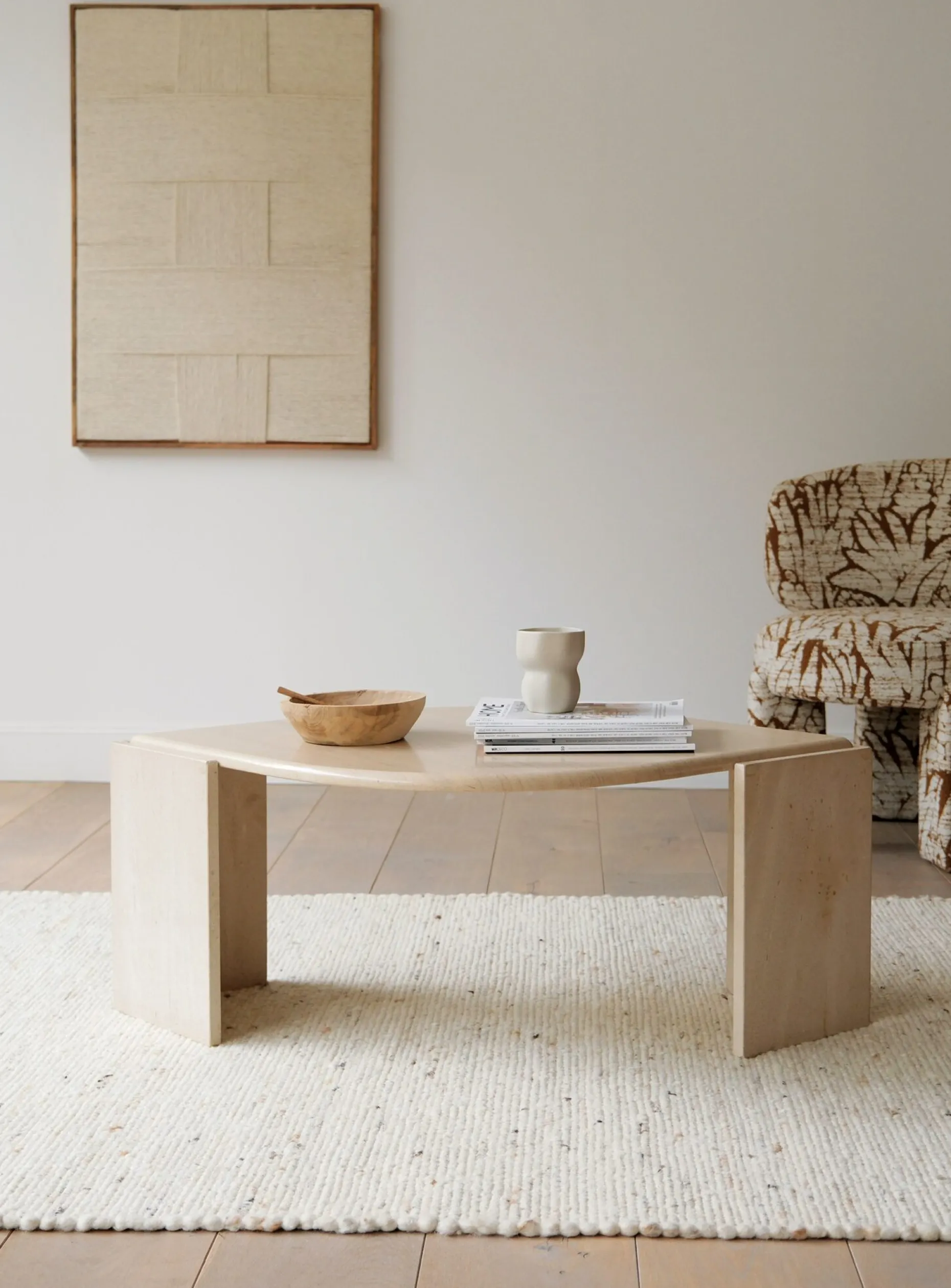 Table basse en travertin vintage