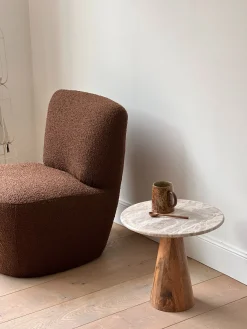 Table d’appoint ronde en bois et marbre