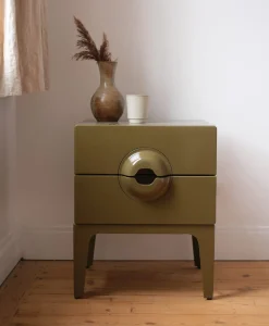 Table de chevet vert olive