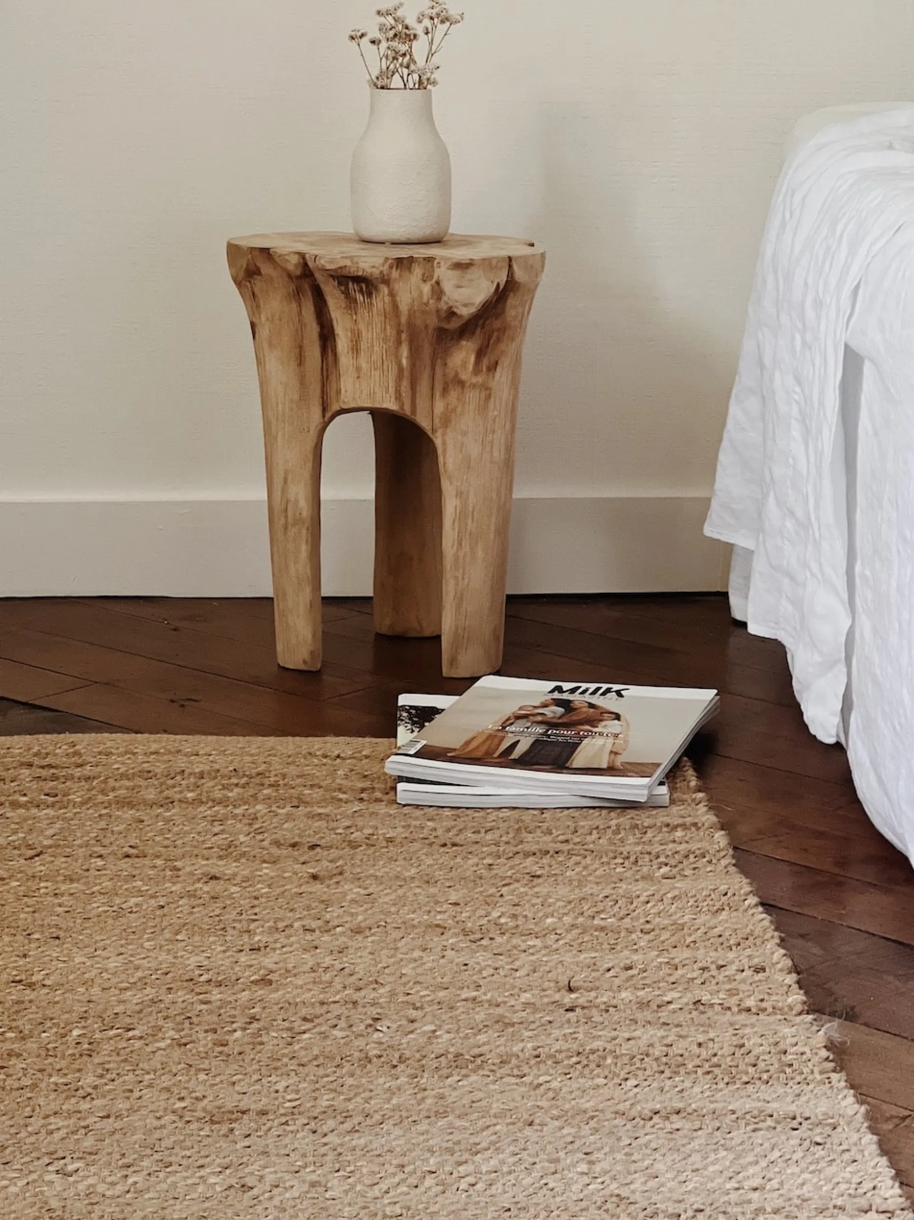 Tabouret trepied en teck recyclé