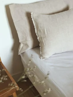 Taies d’oreiller en lin lavé / coton – 4 couleurs