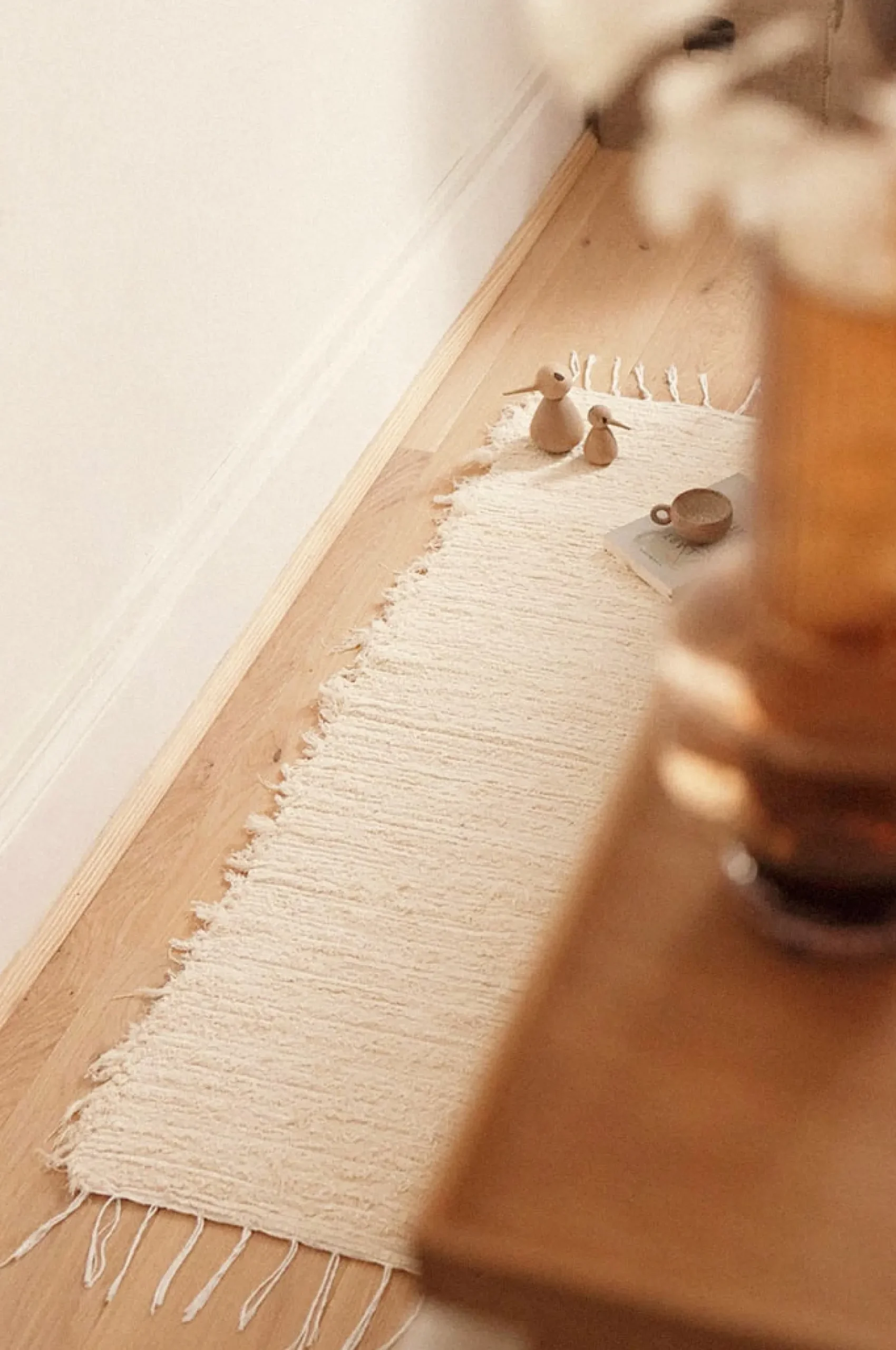 Tapis écru unis en coton recyclé