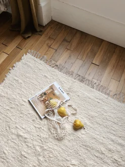 Tapis écru unis en coton recyclé 200X300cm