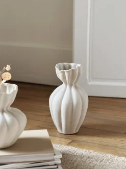 Vase collerette en céramique blanc