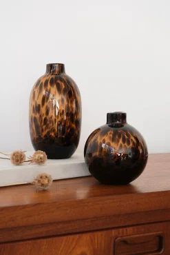 Vase Léopard en verre ambré – 2 tailles